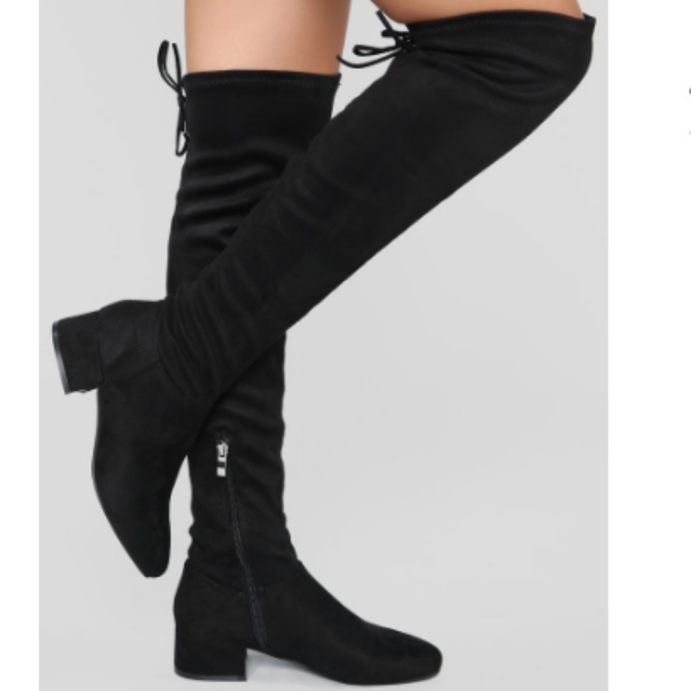 Fashion Nova Over the Knee Boots Black Sz 7.5 NWOT